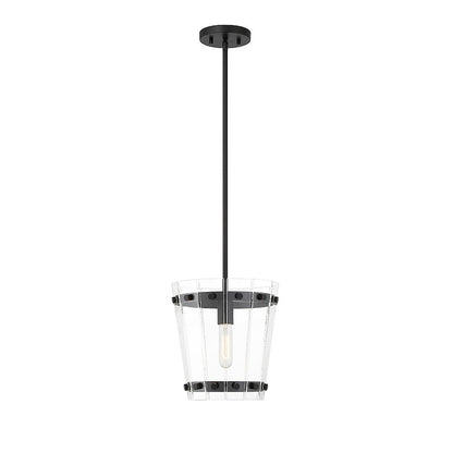 Essentials Ventari 1 Light Pendant, Matte Black/Clear - 7-8855-1-89