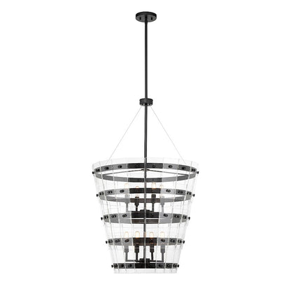 Essentials Ventari 8 Light Pendant, Matte Black/Clear - 7-8859-8-89