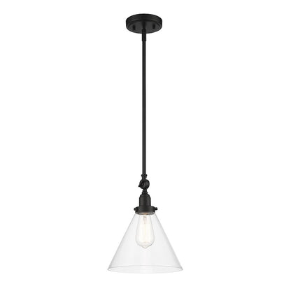 1 Light Pendant, Matte Black/Clear