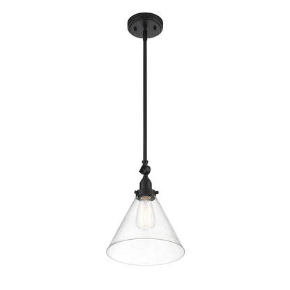 1 Light Pendant, Matte Black/Clear