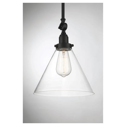 1 Light Pendant, Matte Black/Clear