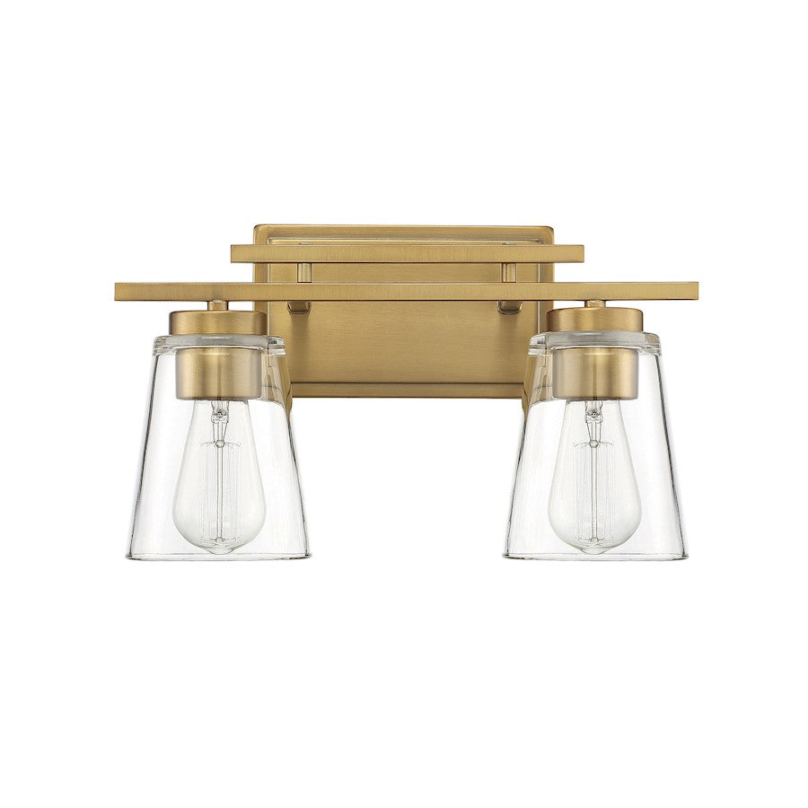 2 Light Bathroom Vanity Light, Warm Brass