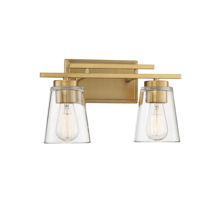 2 Light Bathroom Vanity Light, Warm Brass