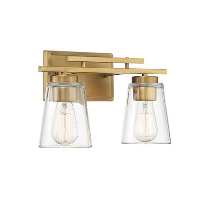 2 Light Bathroom Vanity Light, Warm Brass