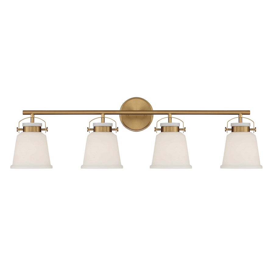 Savoy House Kaden 4 Light Vanity Light, Brass/White Opal - 8-1627-4-322