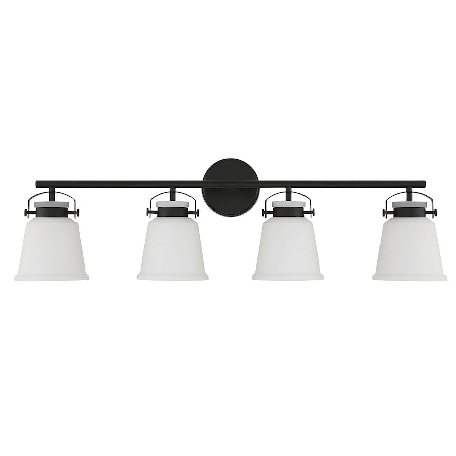 4 Light Bathroom Vanity Light, Matte Black