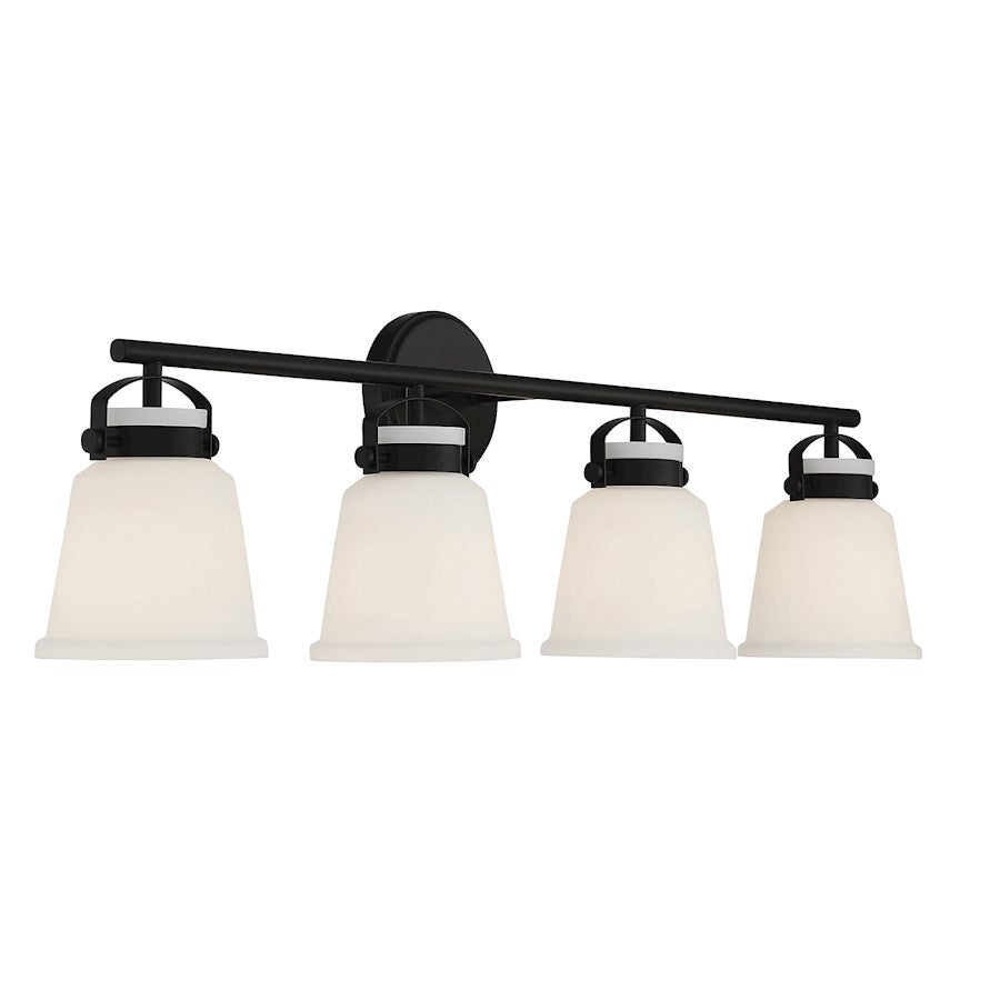 4 Light Bathroom Vanity Light, Matte Black