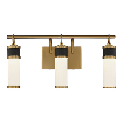 Savoy House Abel 3 Light LED Vanity Light, Black/Brass/White Opal - 8-1638-3-143