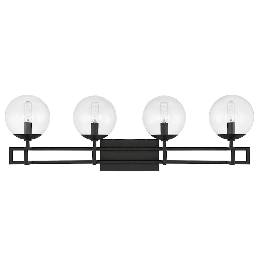 4 Light Bathroom Vanity Light, Matte Black