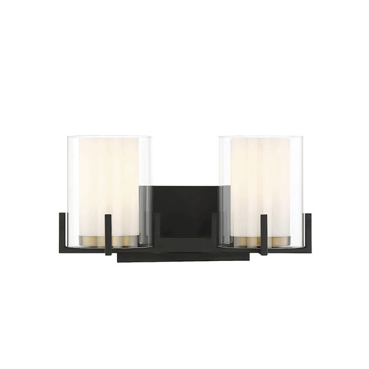 Savoy House Eaton 2 Light Vanity Light, Black/Brass/Clear - 8-1977-2-143