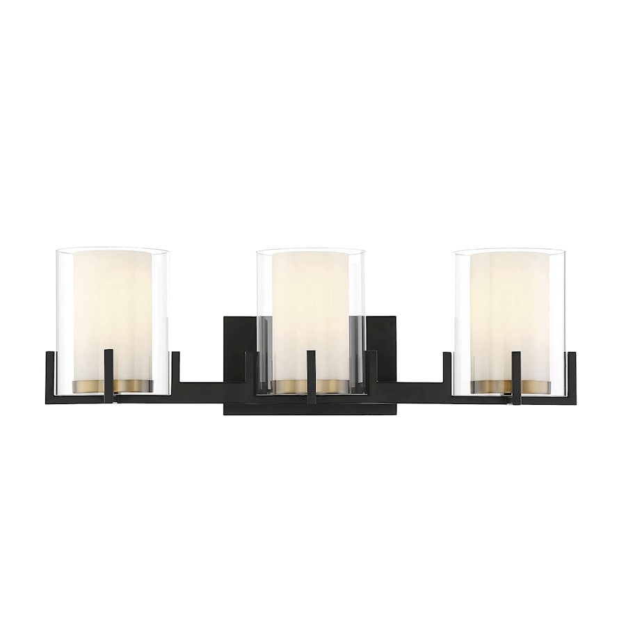 Savoy House Eaton 3 Light Vanity Light, Black/Brass/Clear - 8-1977-3-143