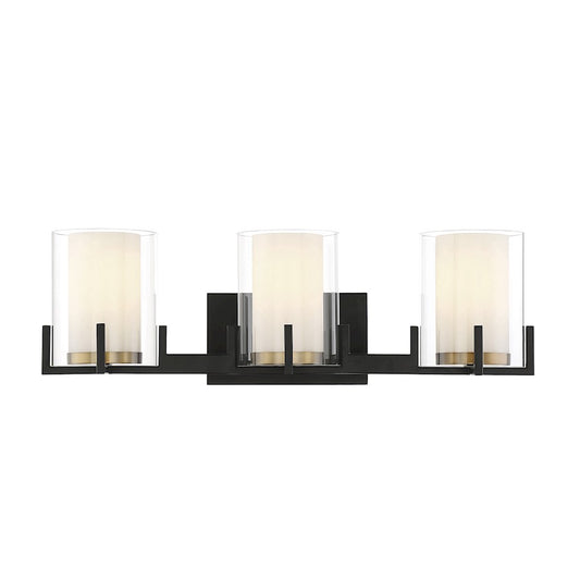 Savoy House Eaton 3 Light Vanity Light, Black/Brass/Clear - 8-1977-3-143