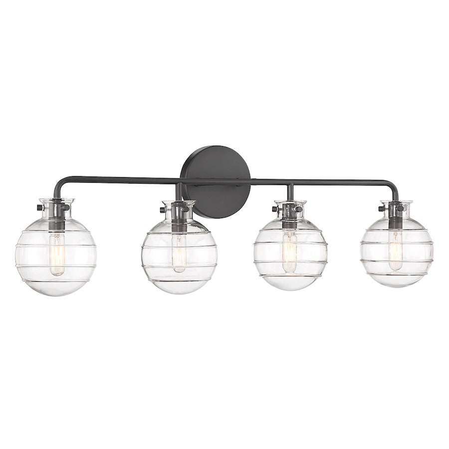 4 Light Bathroom Vanity Light, Matte Black