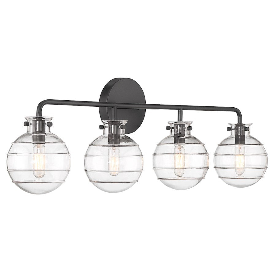 4 Light Bathroom Vanity Light, Matte Black