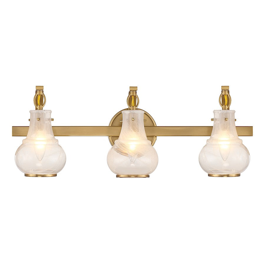 Savoy House Adams 3 Light Bathroom Vanity, Warm Brass/White - 8-4417-3-322