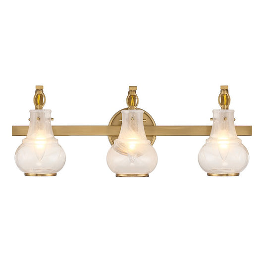 Savoy House Adams 3 Light Bathroom Vanity, Warm Brass/White - 8-4417-3-322