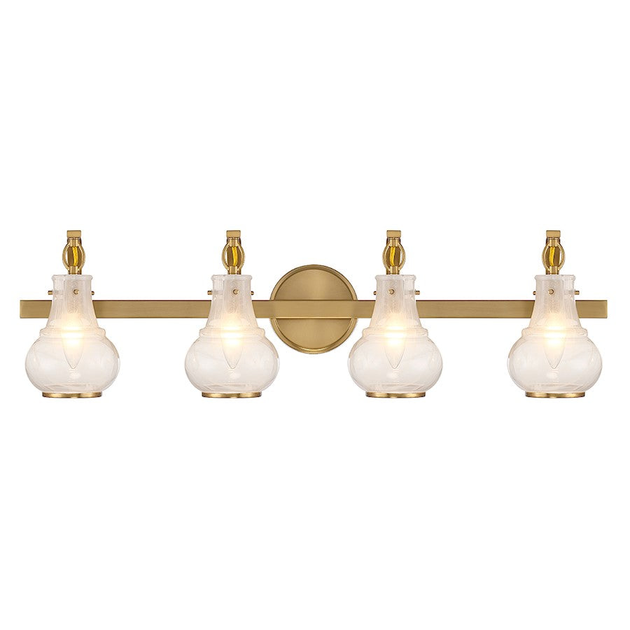 Savoy House Adams 4 Light Bathroom Vanity, Warm Brass/White - 8-4417-4-322