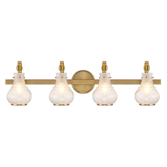 Savoy House Adams 4 Light Bathroom Vanity, Warm Brass/White - 8-4417-4-322