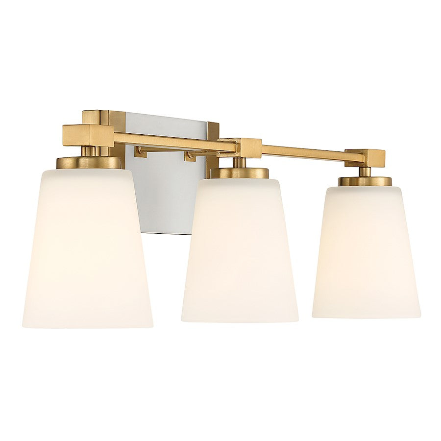 3 Light Bathroom Vanity Light, Warm Brass