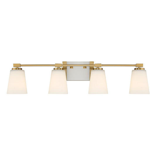 Savoy House Darby 4 Light Bathroom Vanity, Brass/White Opal - 8-6901-4-322