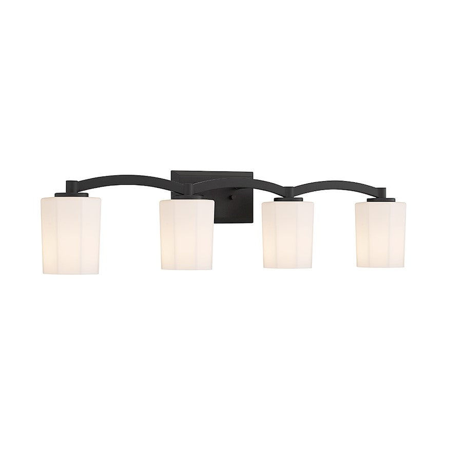 4 Light Bathroom Vanity Light, Matte Black