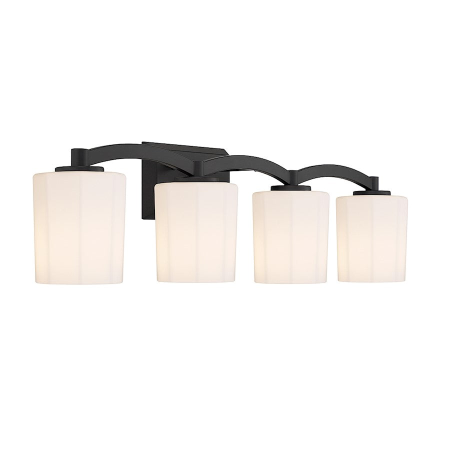 4 Light Bathroom Vanity Light, Matte Black