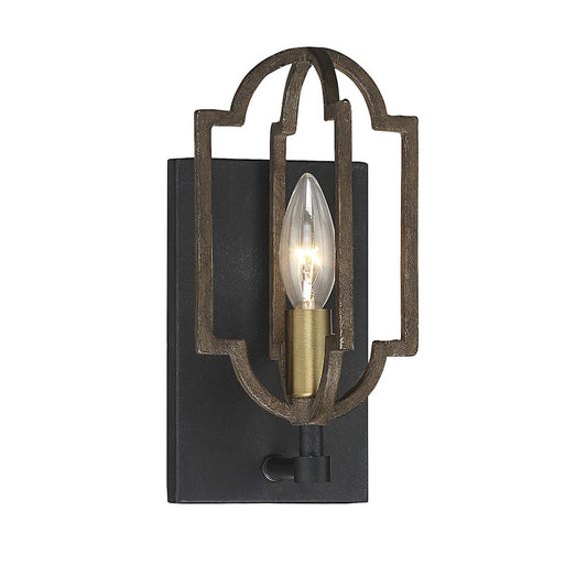 Westwood 1 Light Wall Sconce, Barrelwood with Brass Accents