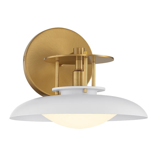 Savoy House Gavin 1 Light Wall Sconce, White/Warm Brass Accents - 9-1686-1-142
