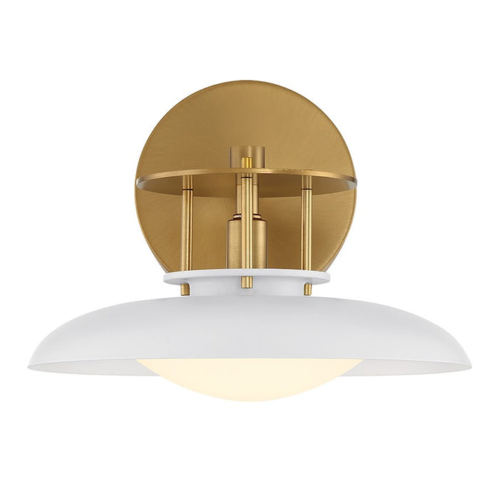 Savoy House Gavin 1 Light Wall Sconce, White/Warm Brass Accents