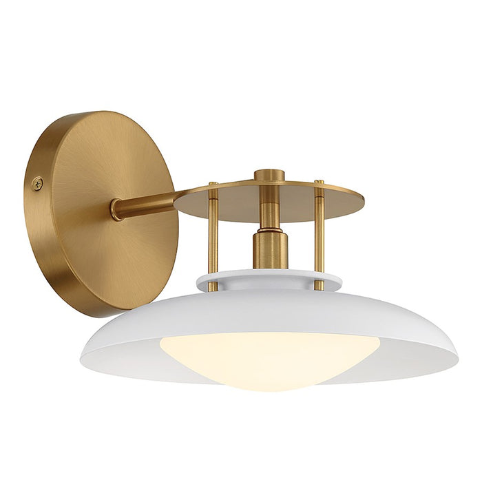 Savoy House Gavin 1 Light Wall Sconce, White/Warm Brass Accents