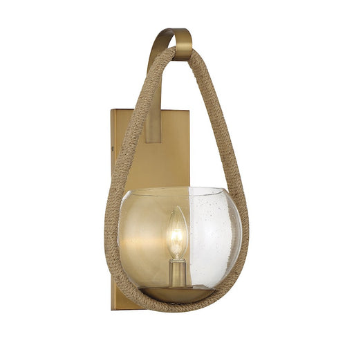 Savoy House Ashe 1 Light Wall Sconce, Warm Brass/Rope/Clear - 9-1826-1-320