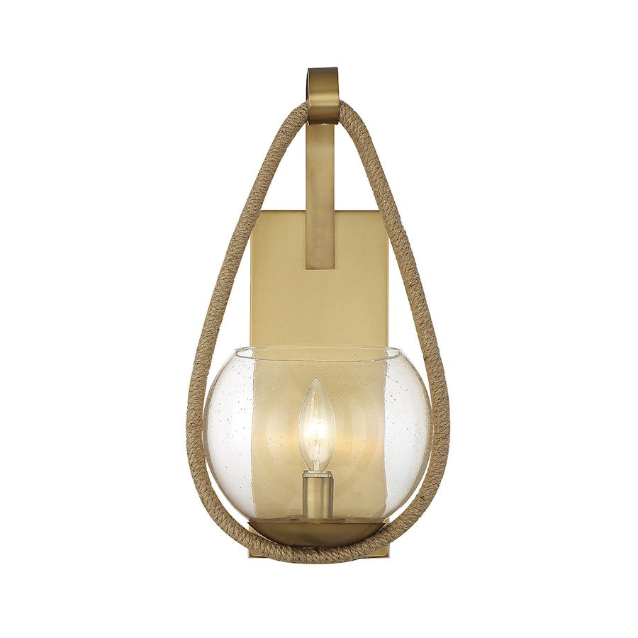 Ashe 1 Light Wall Sconce, Warm Brass/Rope/Clear