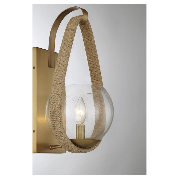 Savoy House Ashe 1 Light Wall Sconce, Warm Brass/Rope/Clear