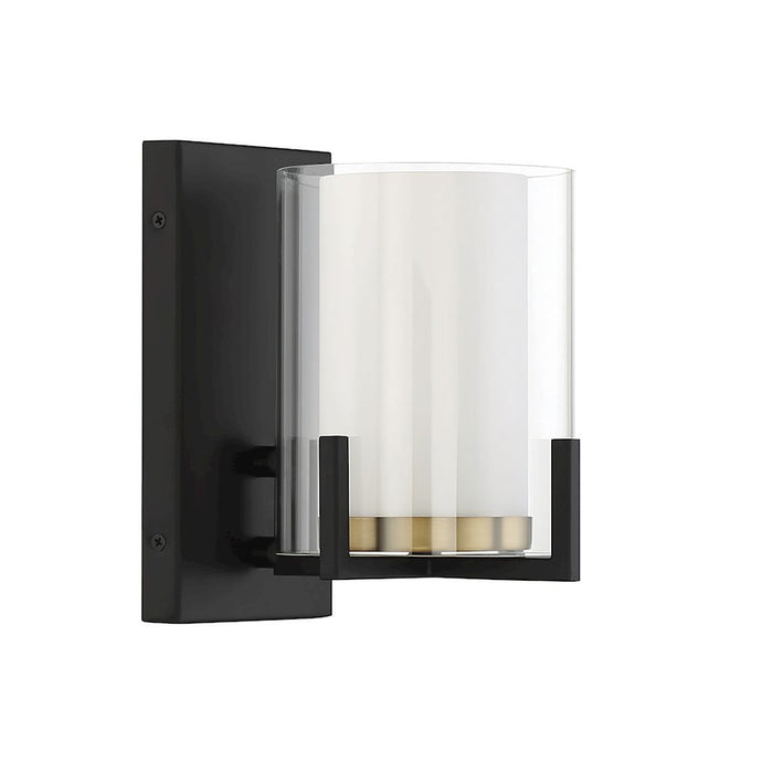 Savoy House Eaton 1 Light Wall Sconce, Black/Brass/Clear