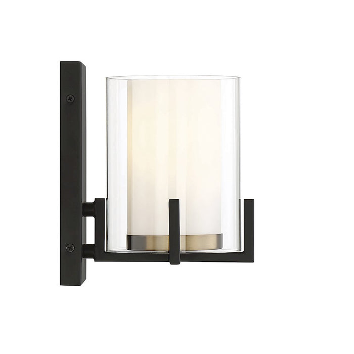 Savoy House Eaton 1 Light Wall Sconce, Black/Brass/Clear