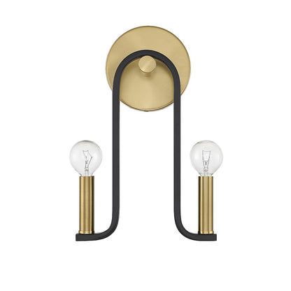 Archway 2 Light Wall Sconce, Black/Brass Accents