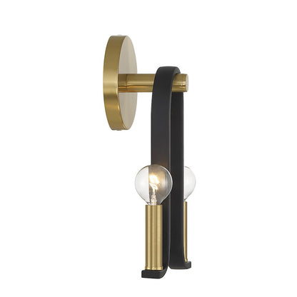 Archway 2 Light Wall Sconce, Black/Brass Accents