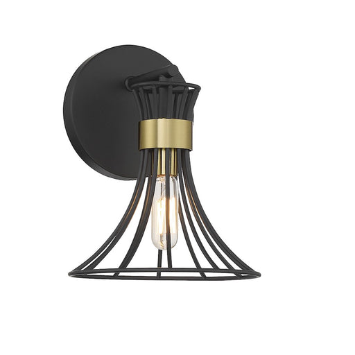 Savoy House Breur 1 Light Wall Sconce, Black/Warm Brass Accents - 9-6080-1-143