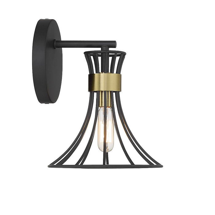 Savoy House Breur 1 Light Wall Sconce, Black/Warm Brass Accents