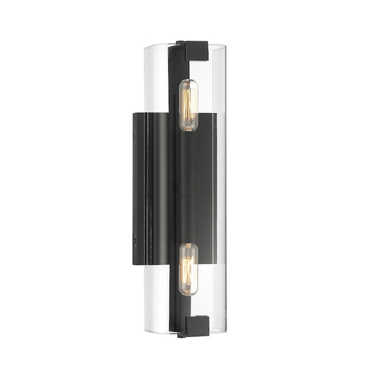 Savoy House Winfield 2 Light Wall Sconce, Matte Black/Clear - 9-9771-2-89