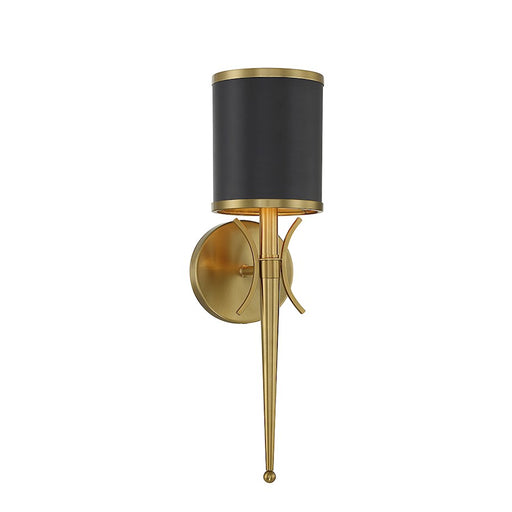 Savoy House Quincy 1 Light Wall Sconce, Matte Black/Brass Accents - 9-9944-1-143