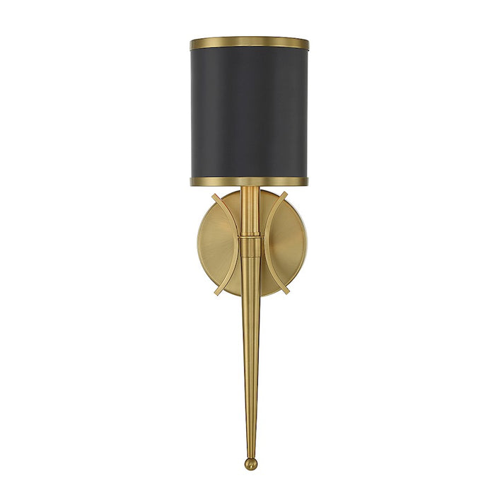 Savoy House Quincy 1 Light Wall Sconce, Matte Black/Brass Accents