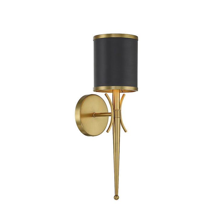 Savoy House Quincy 1 Light Wall Sconce, Matte Black/Brass Accents