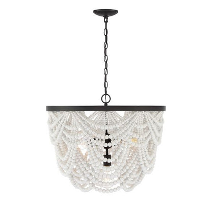 Meridian Bohemian 5 Light Chandelier, White/Oil Rubbed Bronze - M100101GRORB