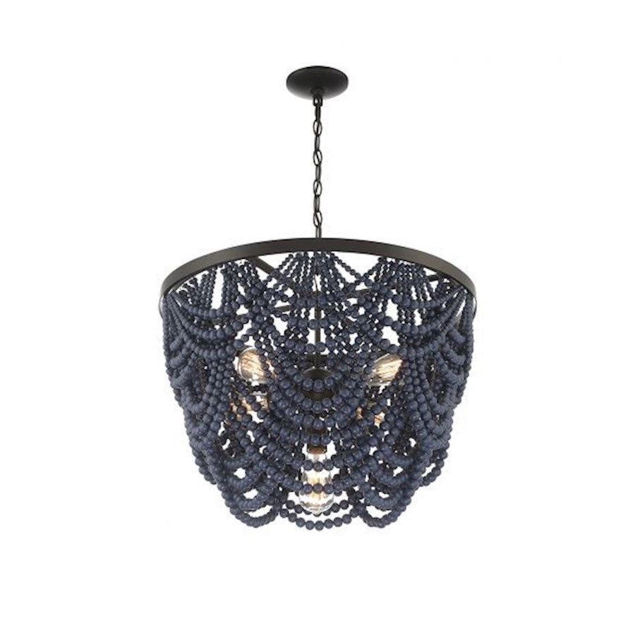 5-Light Chandelier, Navy Blue