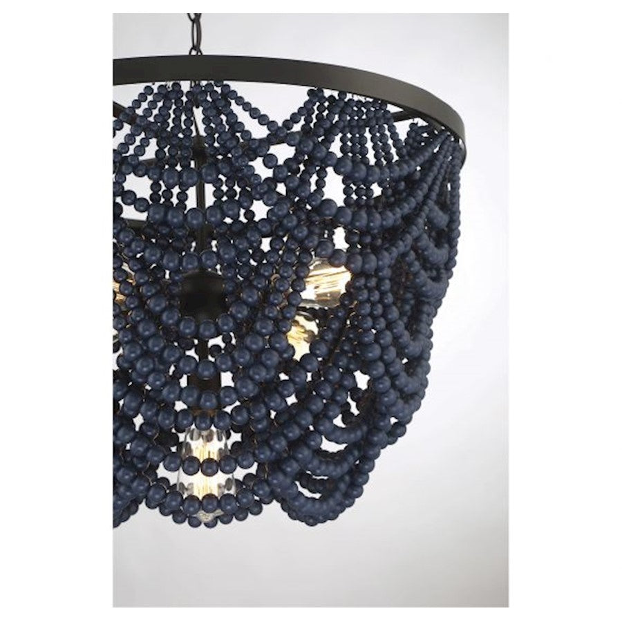 5-Light Chandelier, Navy Blue