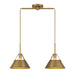 Meridian Vintage 2 Light Linear Chandelier, Natural Brass/Brass - M100107NB
