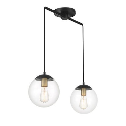 Meridian Vintage 2 Light Linear Chandelier, Black/Brass/Clear