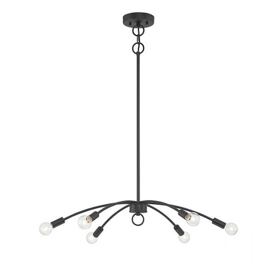 Savoy Meridian 6 Light 5" Chandelier, Matte Black - M100116MBK