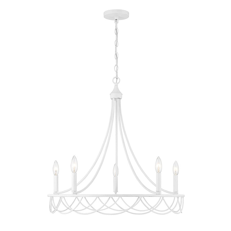 Savoy Meridian 5 Light Chandelier, Distressed White - M100118DW